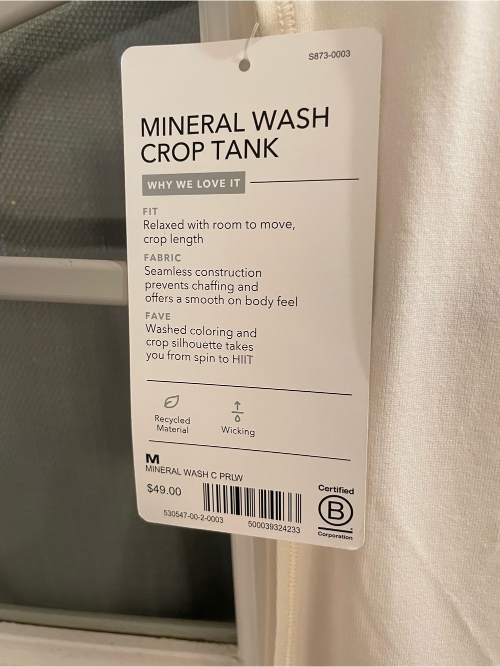 Athleta Women's Cream Mineral Wash Crop Muscle Tank - Picture 2 of 3